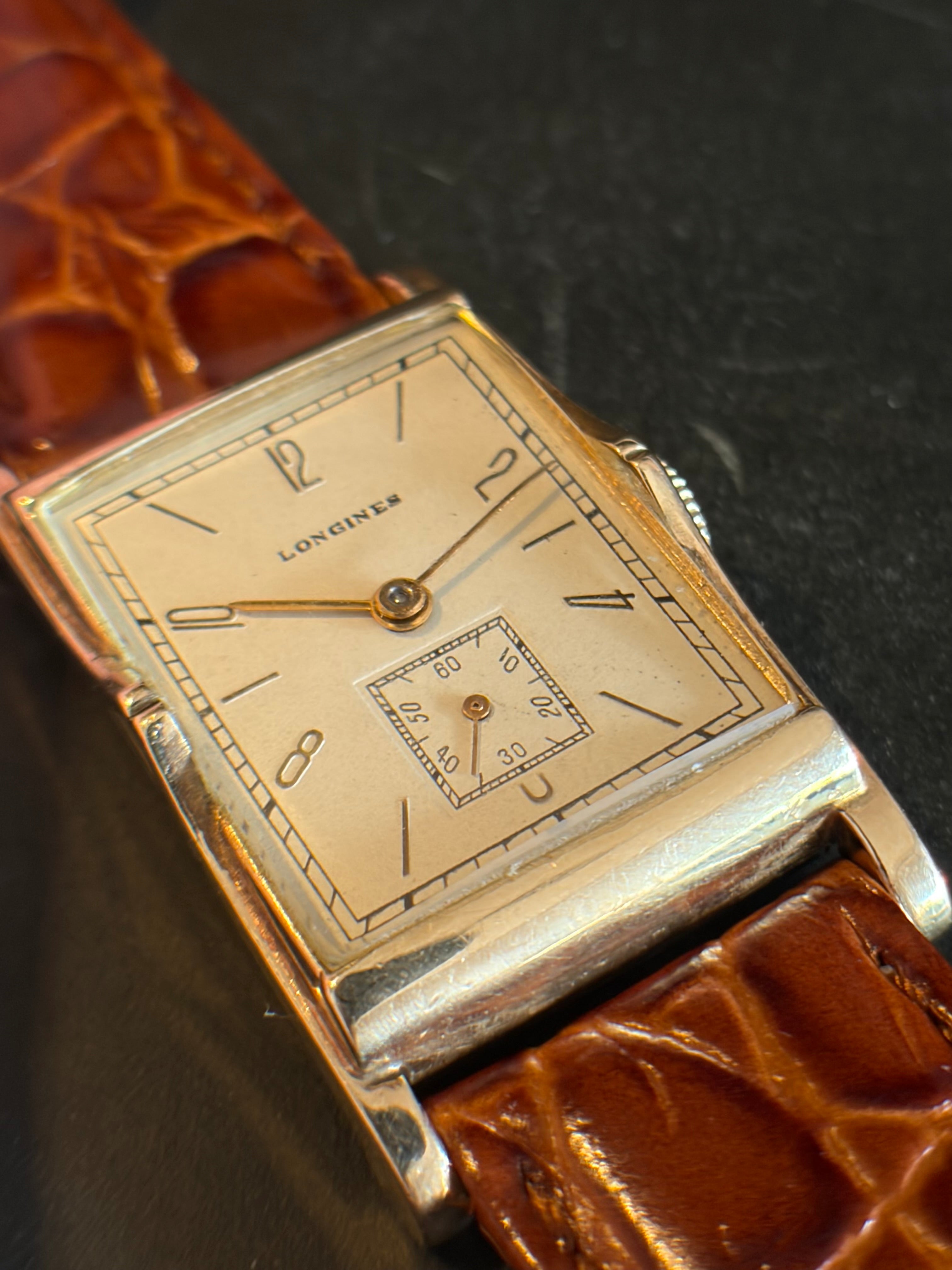 Longines 14K Gold Tank Beautiful Lugs c.1940s